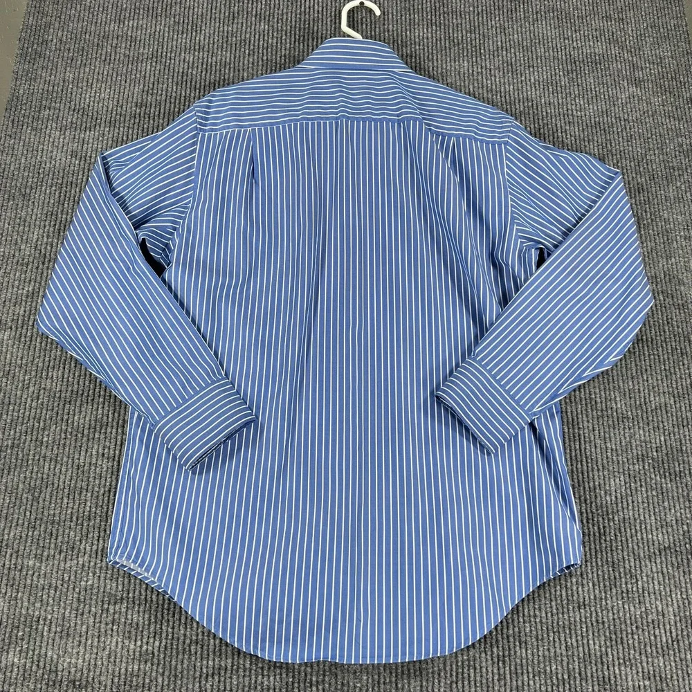 Banana Republic Shirt Mens 15-15.5 Medium Blue Striped Long‎ Sleeve Button Up